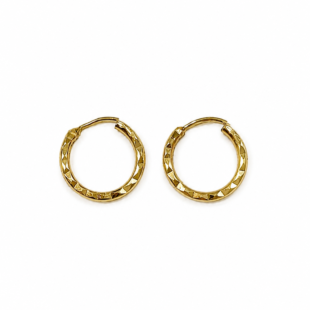 Diamond-Cut Hoop Earrings / Per Piece / 1 cm / 18k Italian Gold