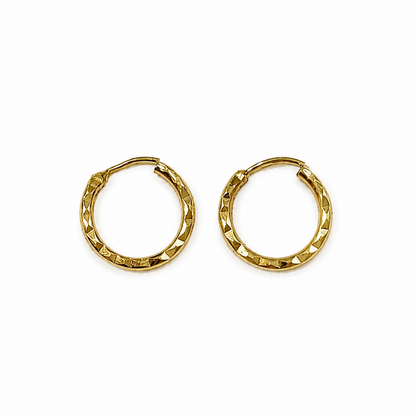 Diamond-Cut Hoop Earrings / Per Piece / 1 cm / 18k Italian Gold