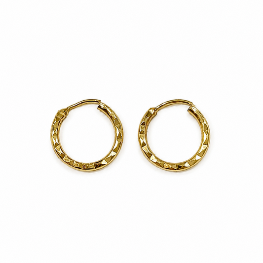 Diamond-Cut Hoop Earrings / Per Piece / 1 cm / 18k Italian Gold