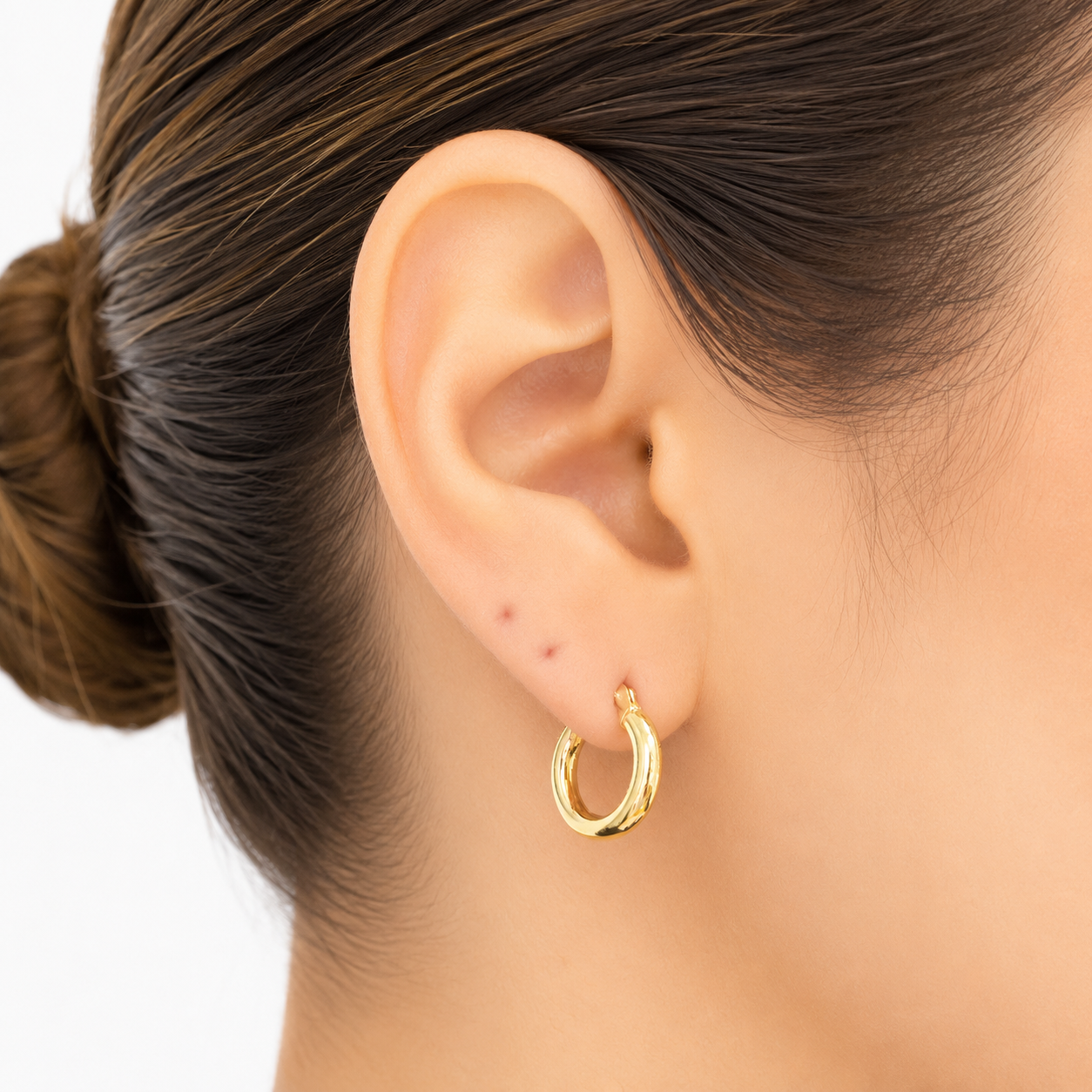 Plain Hoop Earrings / 1.86 gr / 1.5 cm / 18k Italian Gold