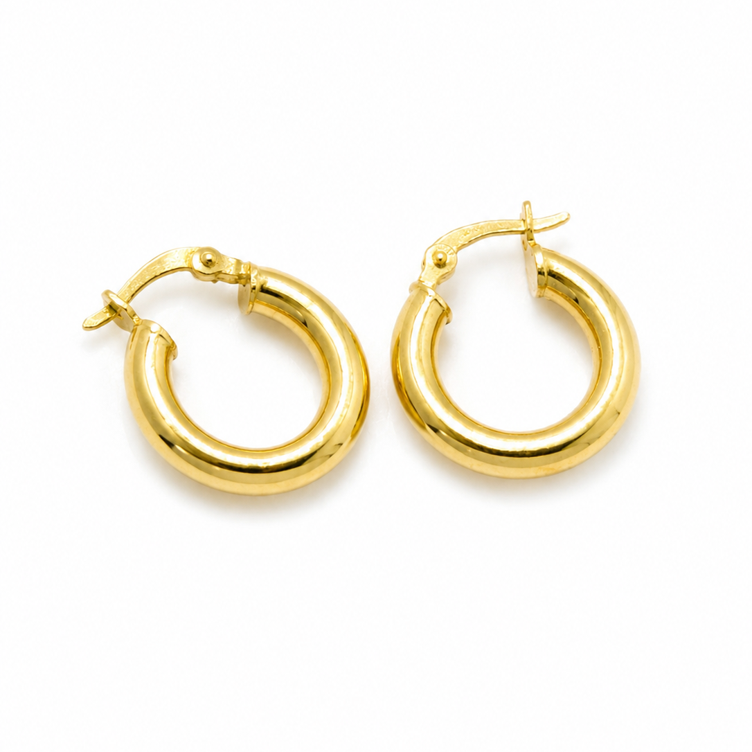 Plain Hoop Earrings / 1.86 gr / 1.5 cm / 18k Italian Gold