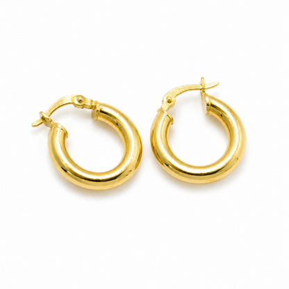Plain Hoop Earrings / 1.86 gr / 1.5 cm / 18k Italian Gold