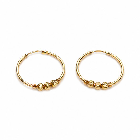 Gold Bead Earrings / 1.30 gr / 2cm / 18k Gold