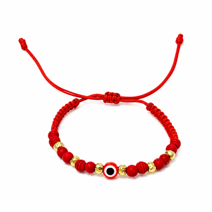 Baby Macramé Evil Eye Bracelet with 18K Gold Beads