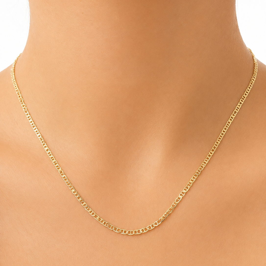 Flat Mariner Chain/ 4.7g/ 45 cm/ 3 mm/ 18K Italian Gold