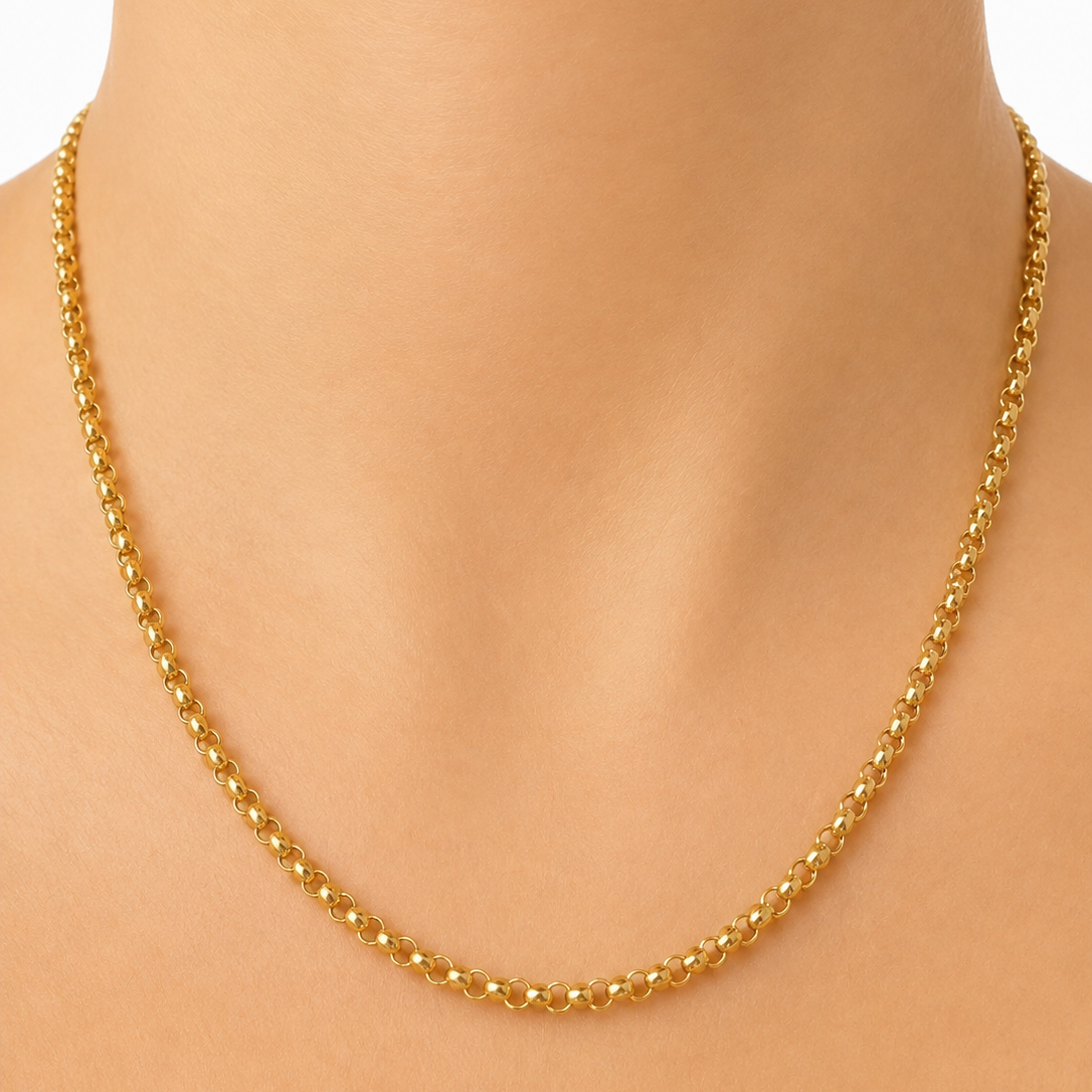 Roll On Chain  3.87g/ 45 cm / 3 mm/ 18K Italian Gold