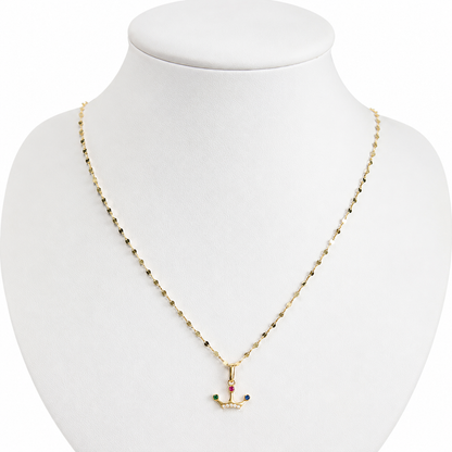 Mirror Flower Chain/ With Pendant/1.9g/ 50cm/ 1.5mm/ 18K Italian Gold