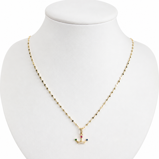 Mirror Flower Chain/ With Pendant/1.9g/ 50cm/ 1.5mm/ 18K Italian Gold