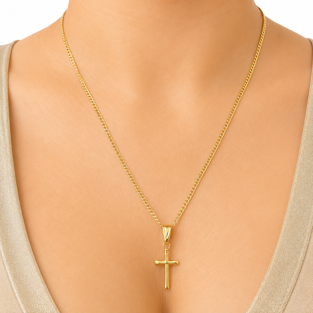 Mini Cuban Chain With Pendant / 2.3g/ 50cm/ 1mm/ 18K Italian Gold