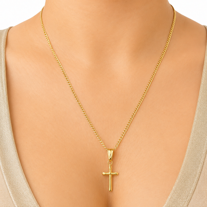 Mini Cuban Chain With Pendant / 2.3g/ 50cm/ 1mm/ 18K Italian Gold