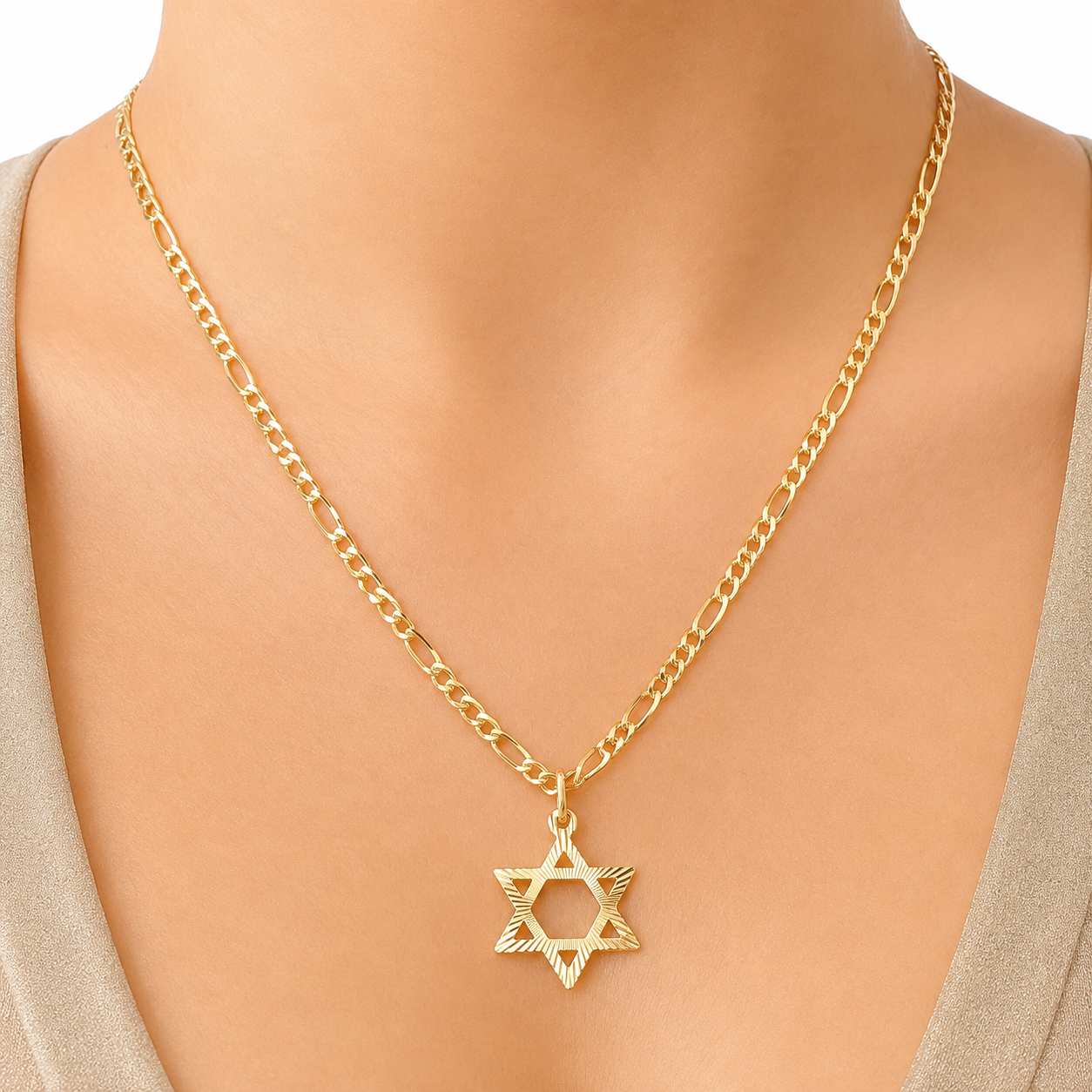 Figaro Chain Whit Pendant / 4.65g/ 45cm/ 3mm/ 18K Italian Gold