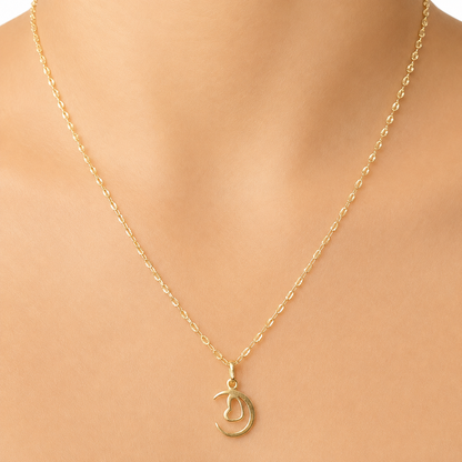 Forzatina Chain with Moon Heart Pendant / 2.45 g / 45 cm / 2 mm / 18K Italian Gold