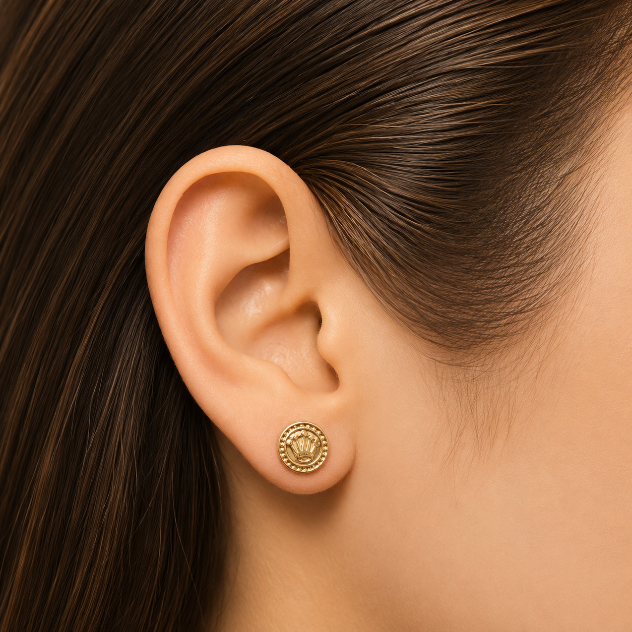 Pendientes de botón Rx medianos / 0.70g / 7mm / Oro de 18K