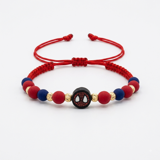 Spider-Man Superhero Bracelet with Gold Beads for Boys /4mm