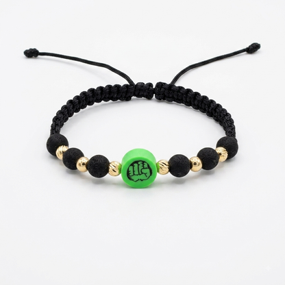 Pulsera de superhéroe Hulk con cuentas doradas para niños /4mm