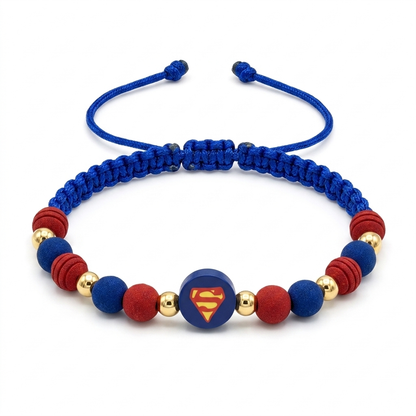 Pulseras de superhéroe Superman
 con detalles dorados para niño de 4 mm