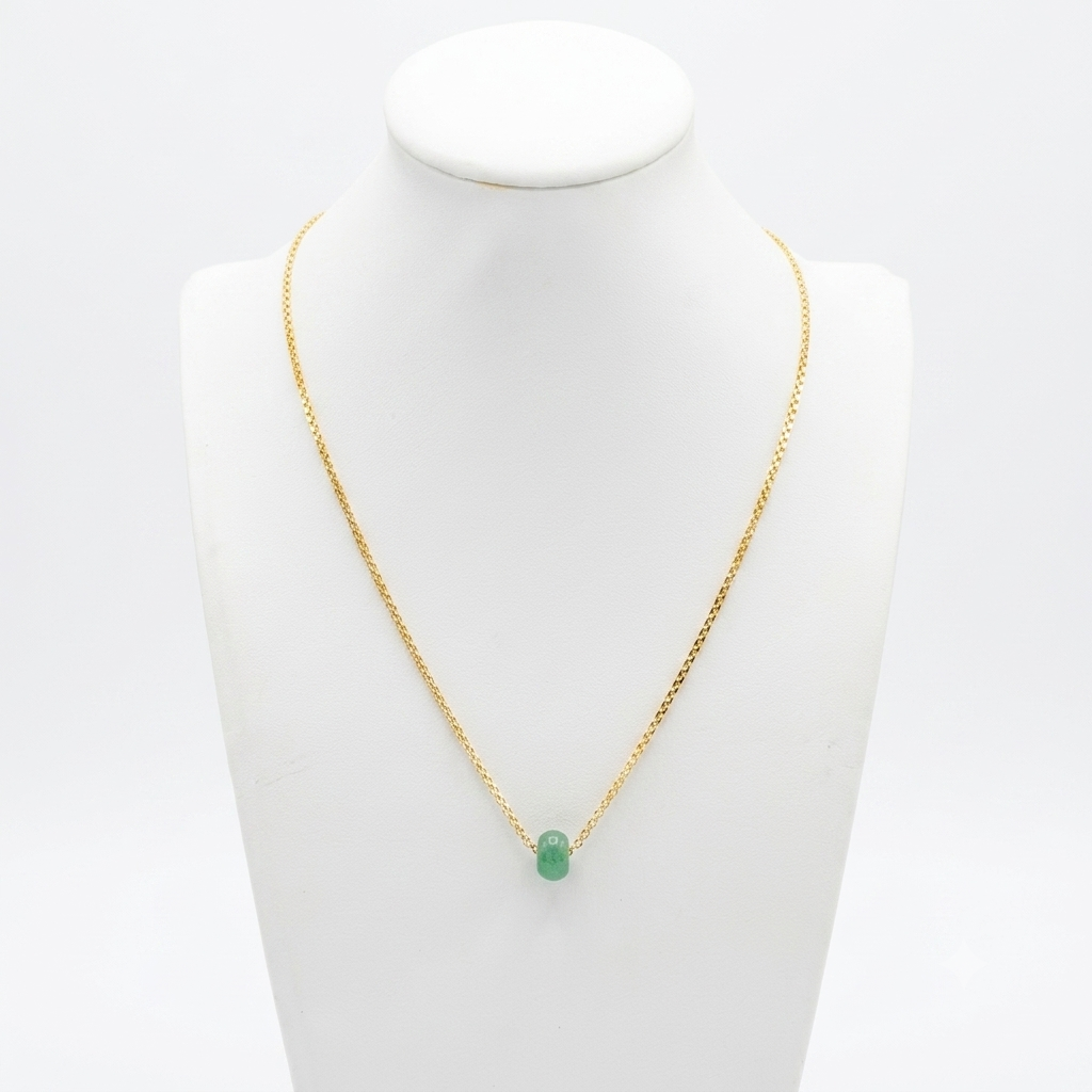 Bismarck Chain with Jade Stone Gift/ 2.2g/ 50cm/ 2mm/ 18K Italian Gold