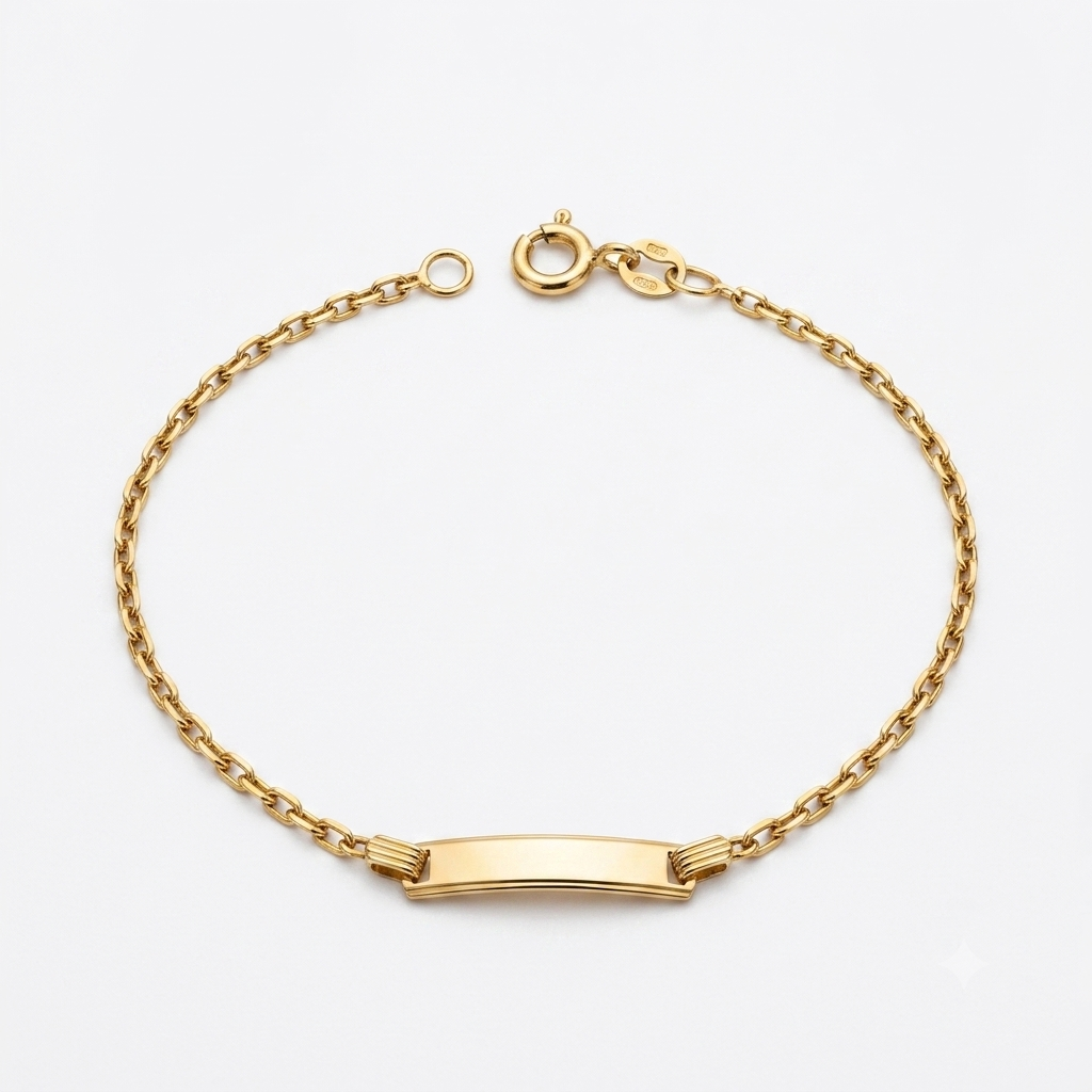 Baby Bracelet With Nameplate/ 1.53g/ 16cm/ 18K Italian Gold