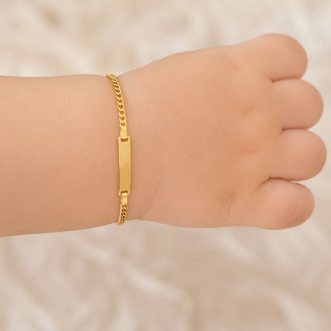 PULSERA CUBANA DE BEBÉ CON PLACA DE NOMBRE
