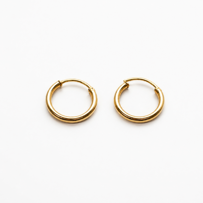 Thin Hoop Earrings / 0.70gr / 1.3cm / 18k Italian Gold