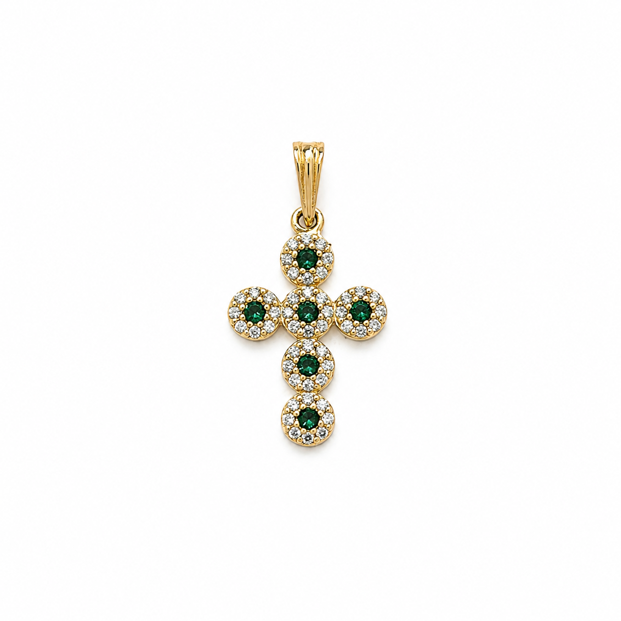 Cross Pendant with Green Zirconia
/ 1.48gr / 2.5cm / 18K Gold