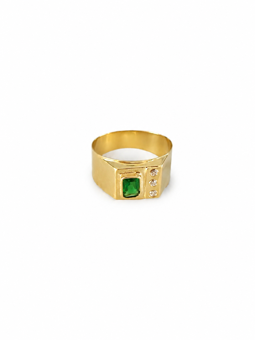 Green Zircon Ring / 3.03 gr / Size 11 1/2 / 6 mm / 18K Gold