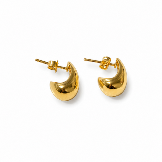 Golden Drop Stud Earrings / 2.5 gr / 18K Italian Gold