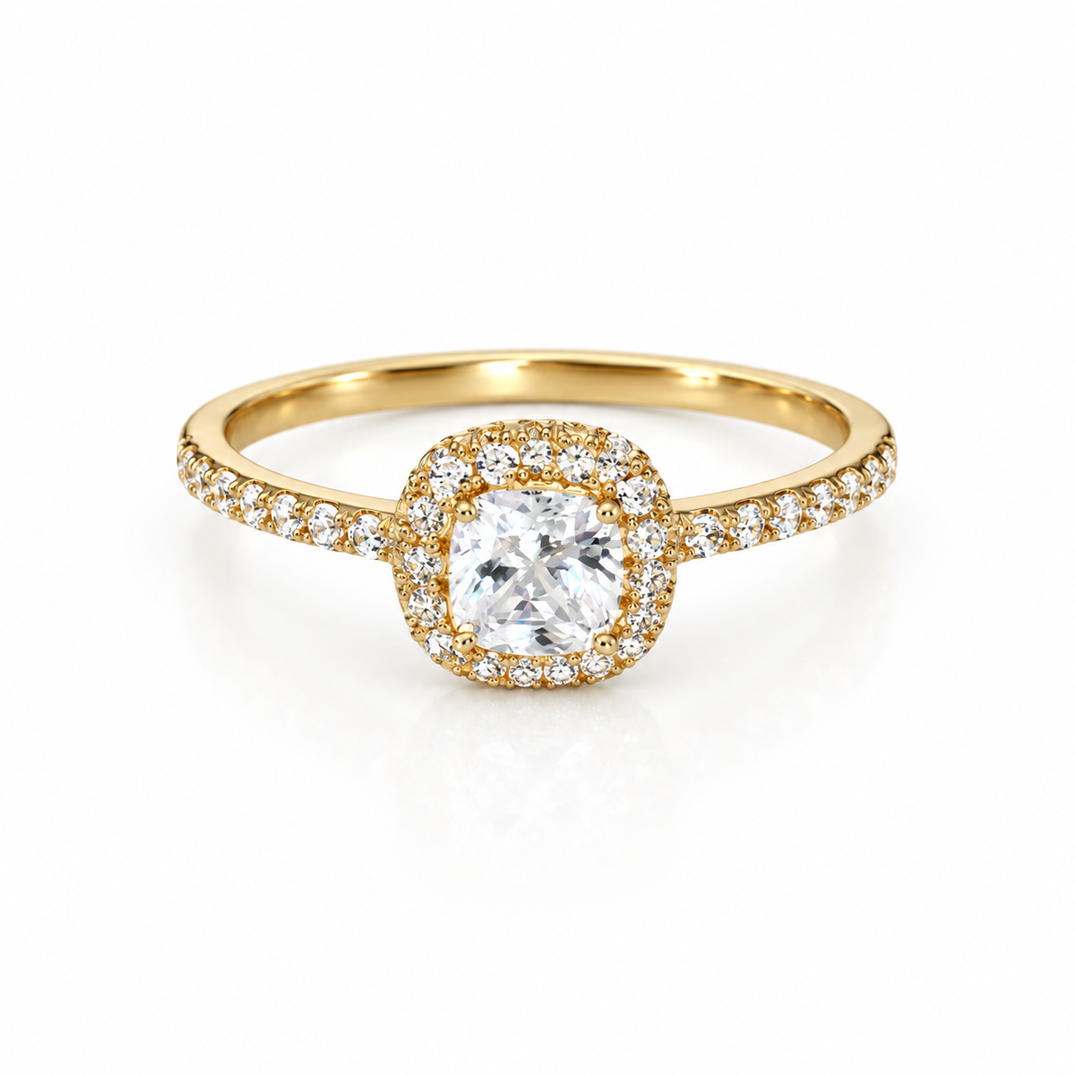 Square Stone Solitaire Ring / 2.52g / Size 7/ 18K Italian Gold