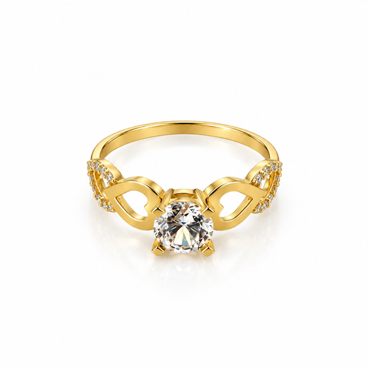 Infinity Love Stone Solitaire Ring / 2.41 gr / Size 7 3/4 / 18K Italian Gold