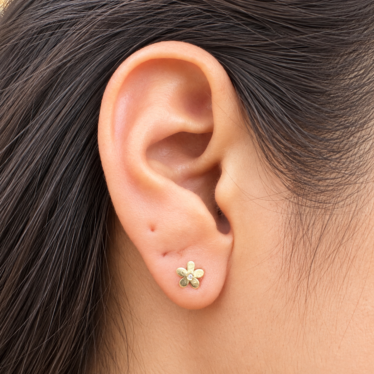 Stud Earrings Flower /Pza  / 5mm / 18K Italian Gold