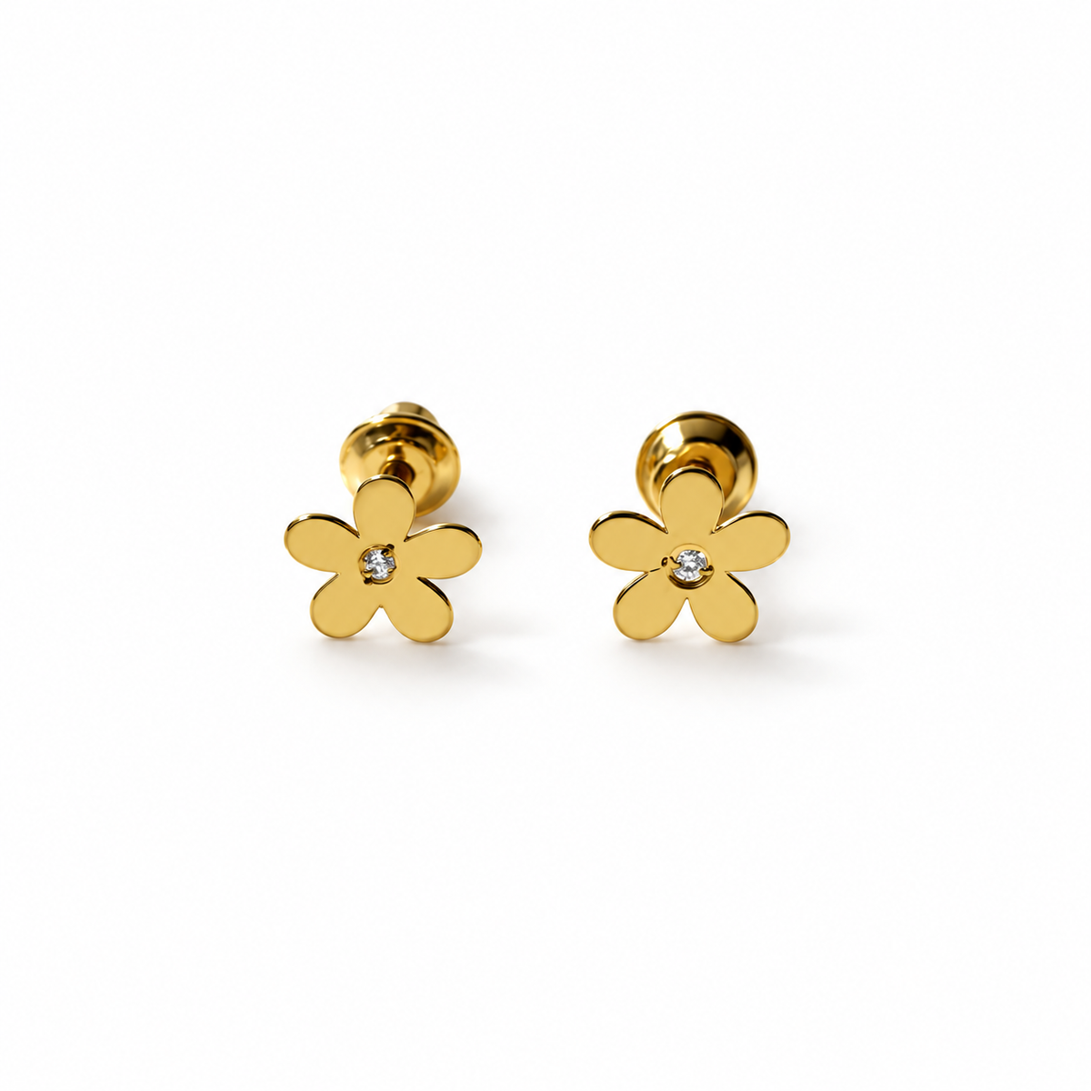 Stud Earrings Flower /Pza  / 5mm / 18K Italian Gold