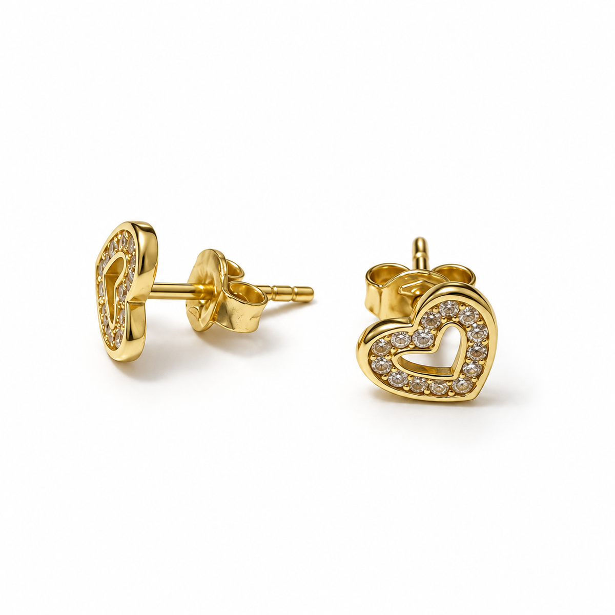Heart Outline with Stone Stud Earrings
/ 1.22gr / 7mm / 18K Italian Gold