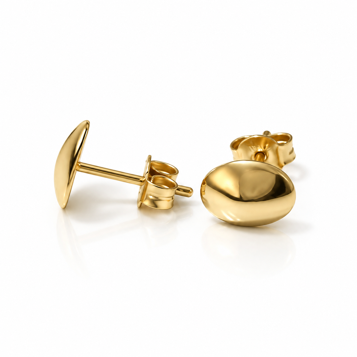 Oval Dome Stud Earrings 1.01gr / 6mm / 18K Italian Gold