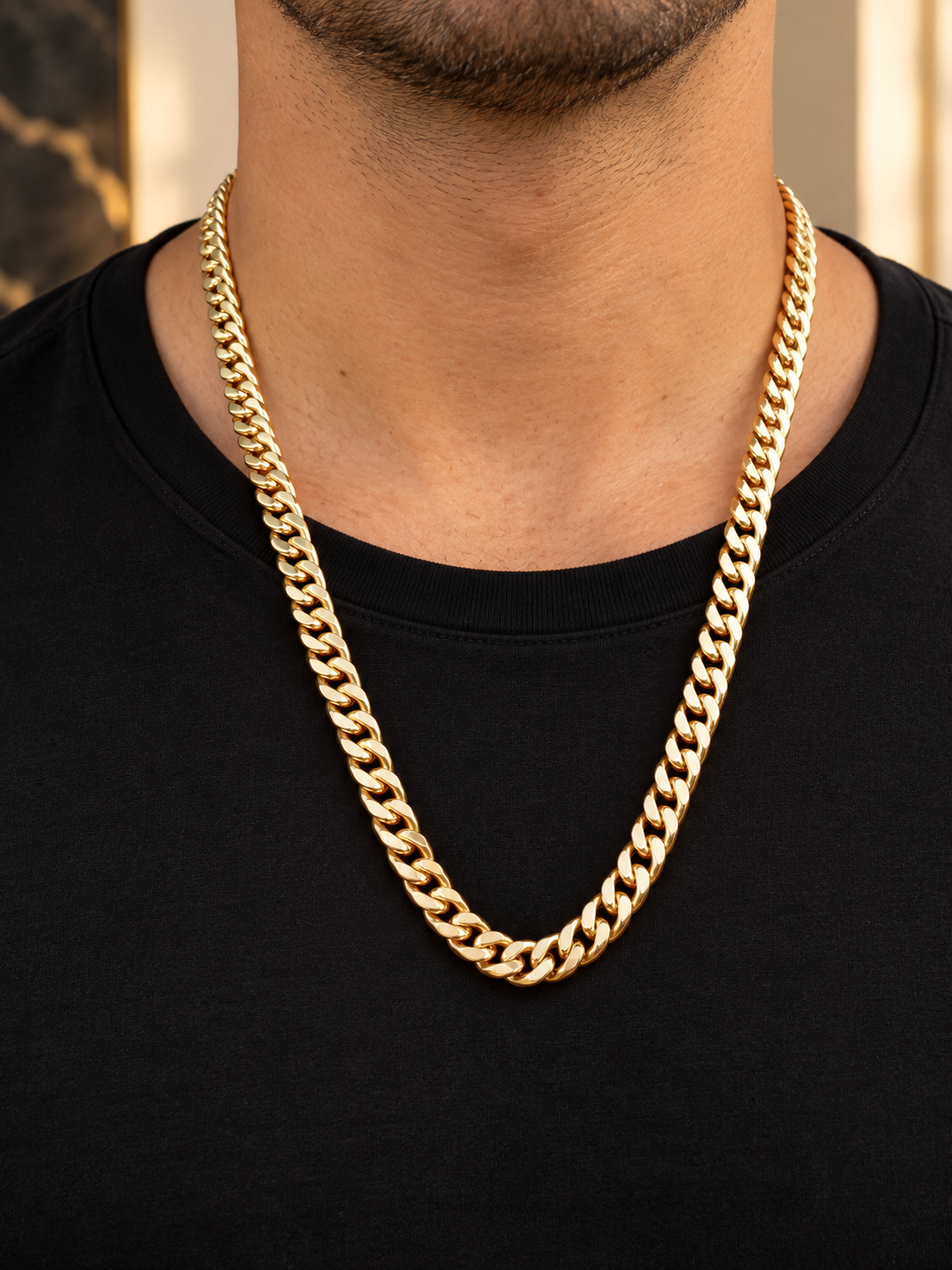 Hollow Cuban Chain/ 14.82g/ 60cm/ 7mm/ 18K Italian Gold