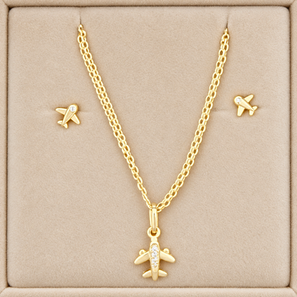 Juego de Cadena, Colgante y Aretes / 3.11 gr / 50 cm / Aretes / 0.57 / Oro de 18K