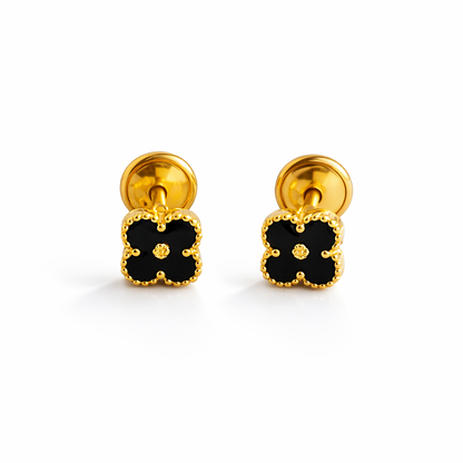 SMALL  BLACK CLOVER  EARRINGS