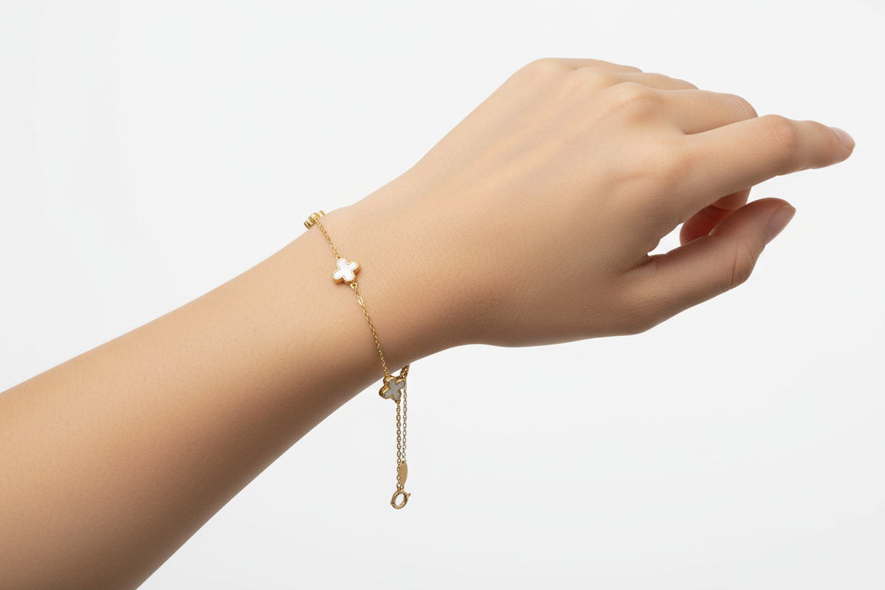 PULSERA DE TRÉBOL Y MARIPOSA