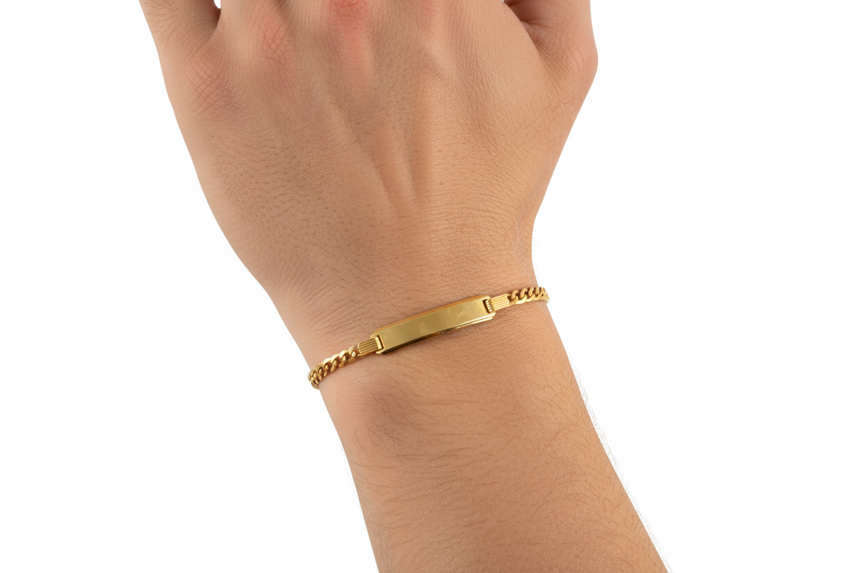 PULSERA CUBANA CON PLACA DE NOMBRE