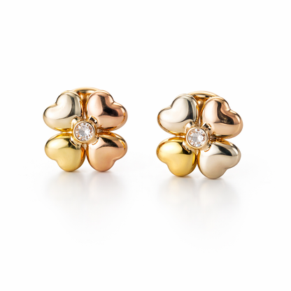 TRI-GOLD FOUR   HEARDTS  EARRINGS