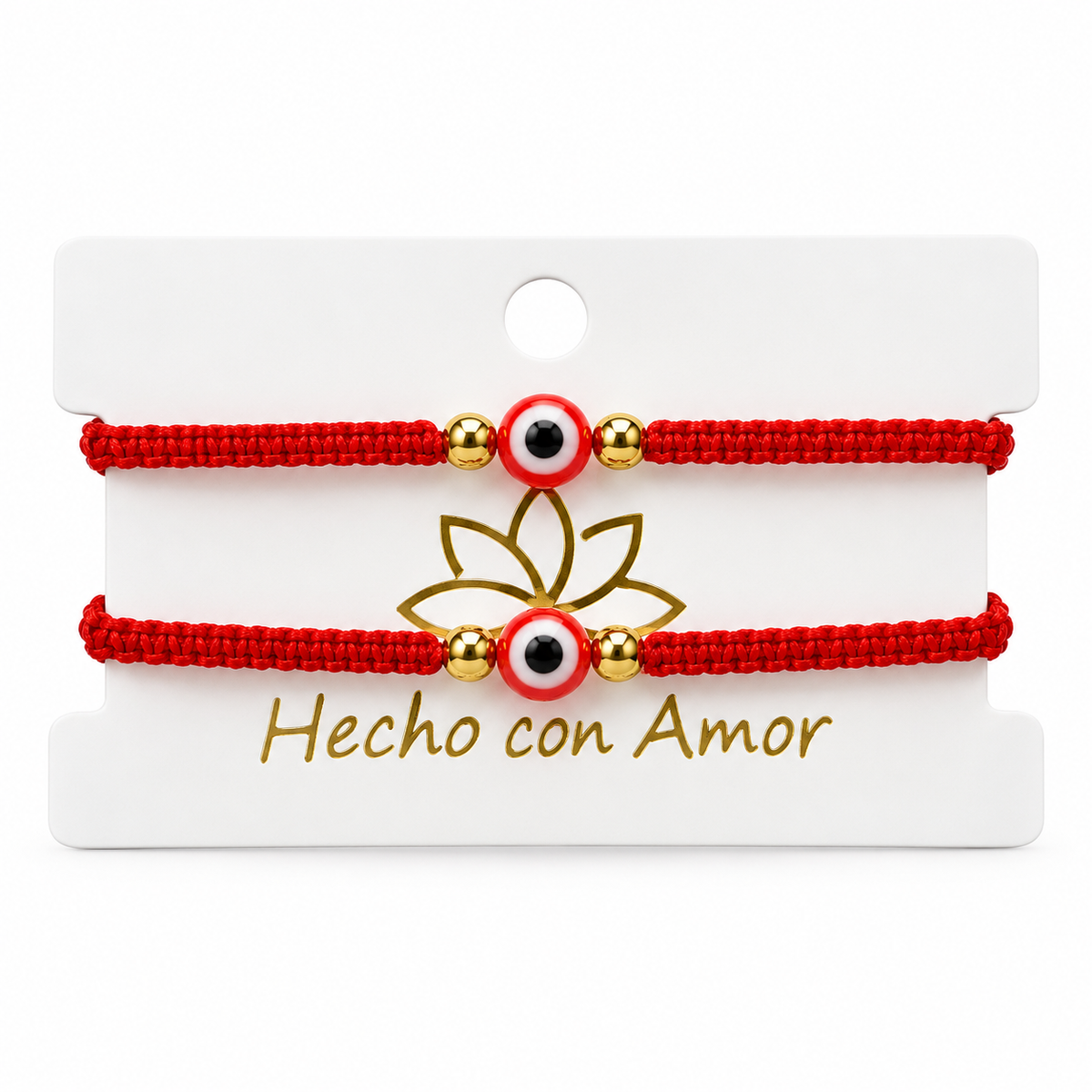 Evil Eye Braided Bracelet Duo with Gold Beads
