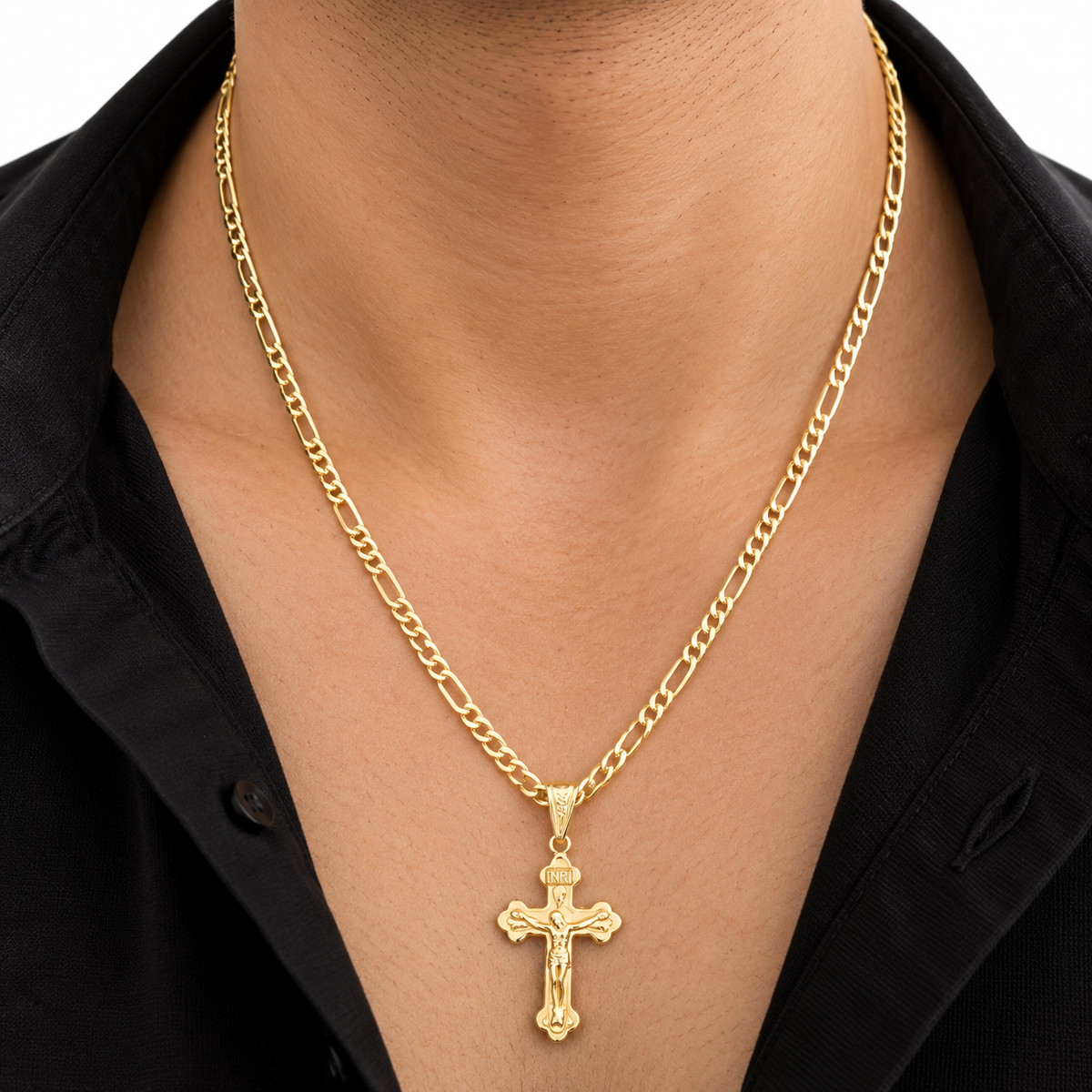 Figaro Chain With Pendant / 5.16 gr / 60 cm / 3 mm / 18K Italian Gold