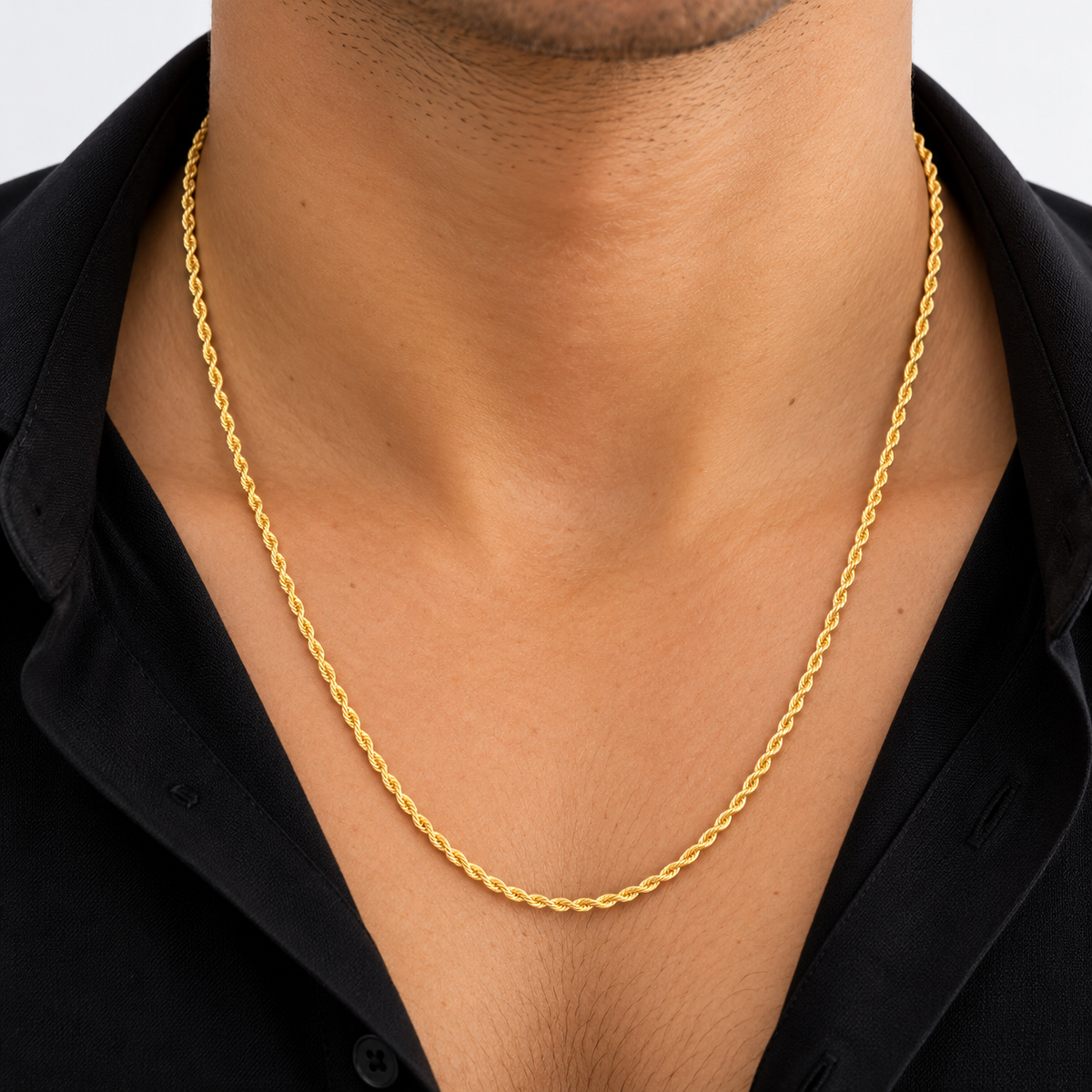 Cadena de Cuerda / 3.46 gr / 60 cm / 2.5 mm / Oro italiano de 18K