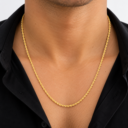 Cadena de Cuerda / 3.46 gr / 60 cm / 2.5 mm / Oro italiano de 18K