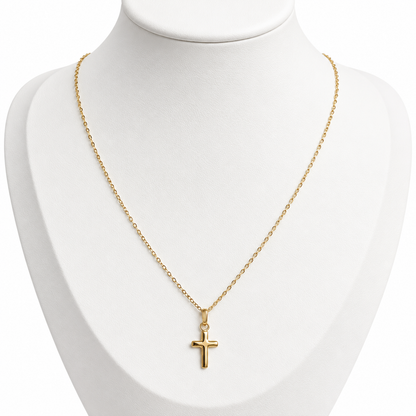 Forzatina Chain with Cross Pendant / 1.46 gr / 45 cm / 1 mm / 18K Italian Gold