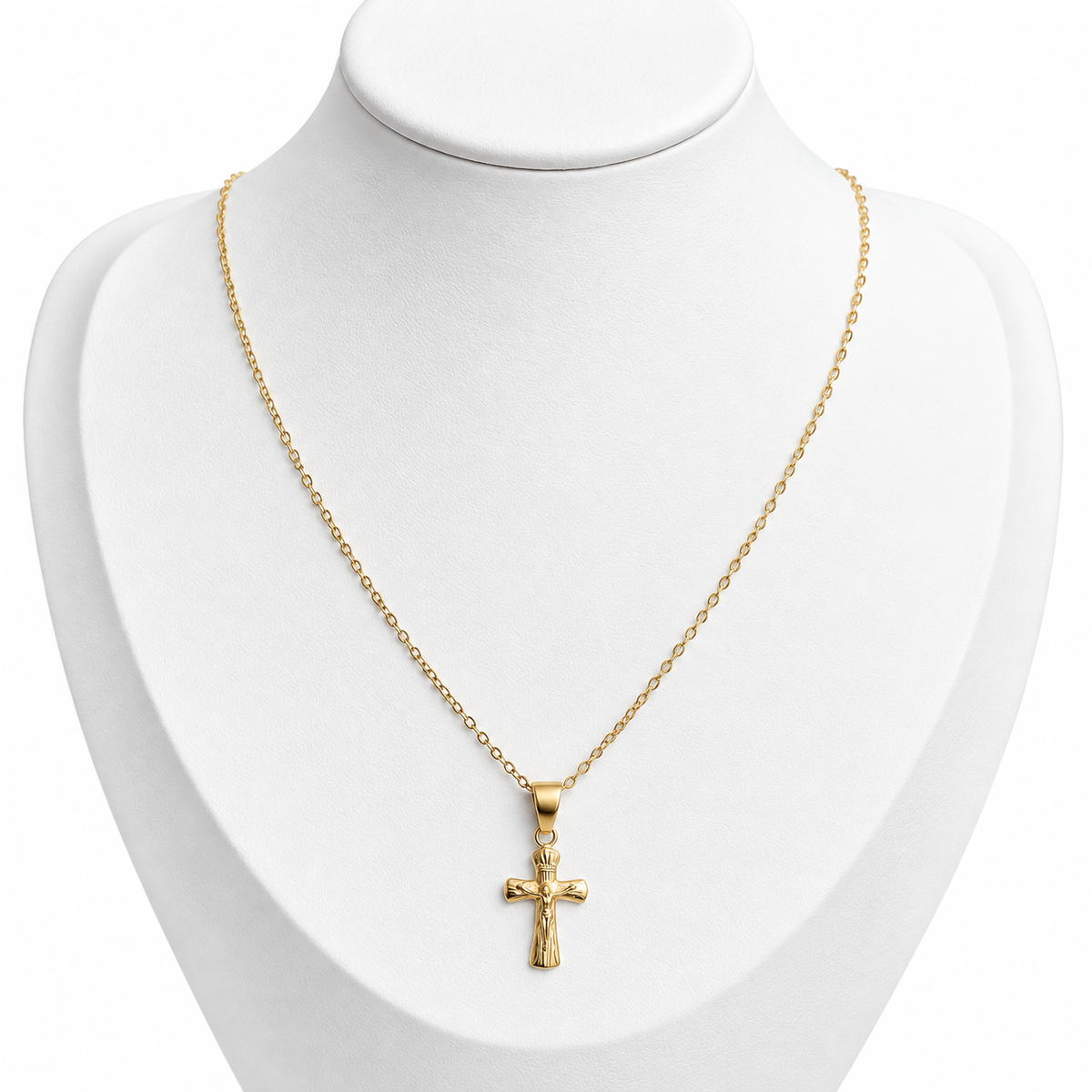 Forzatina Chain with Cross Pendant / 1.73 gr / 50 cm / 1.3 mm / 18K Italian Gold