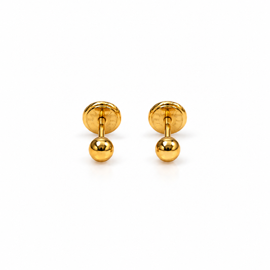 Ball Stud Earrings / No.3 / 3 mm / 18K Gold