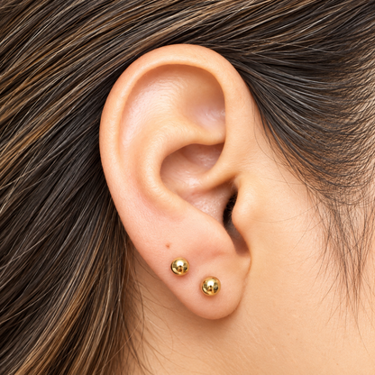 Ball Stud Earrings / No.3 / 3 mm / 18K Gold