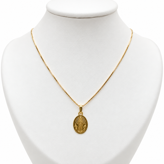 Venetian Chain with Our Lady of Chiquinquirá Pendant / 1.8 gr / 40 cm / 1.2 mm / 18K Italian Gold