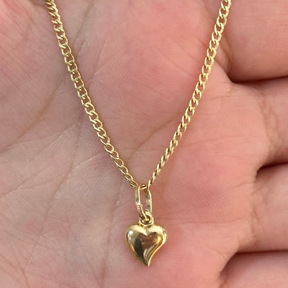 Mini Cubana Chain with Heart Pendant / 2.18 gr / 45 cm / 2 mm / 18K Italian Gold