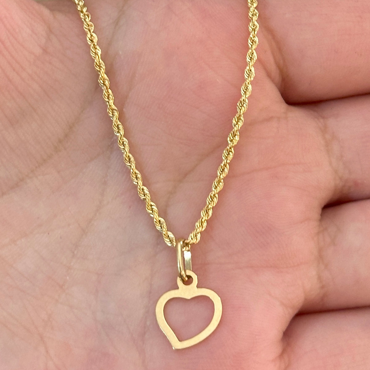 Rope Chain with with Heart Pendant / 2.17 gr / 50 cm / 1.8 mm / 18K Italian Gold